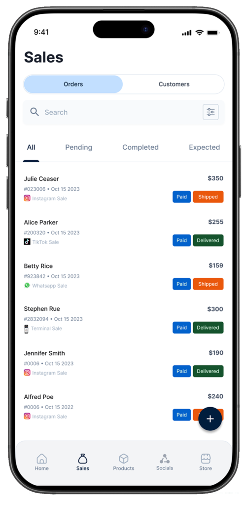 Social Store Track orders screenshot